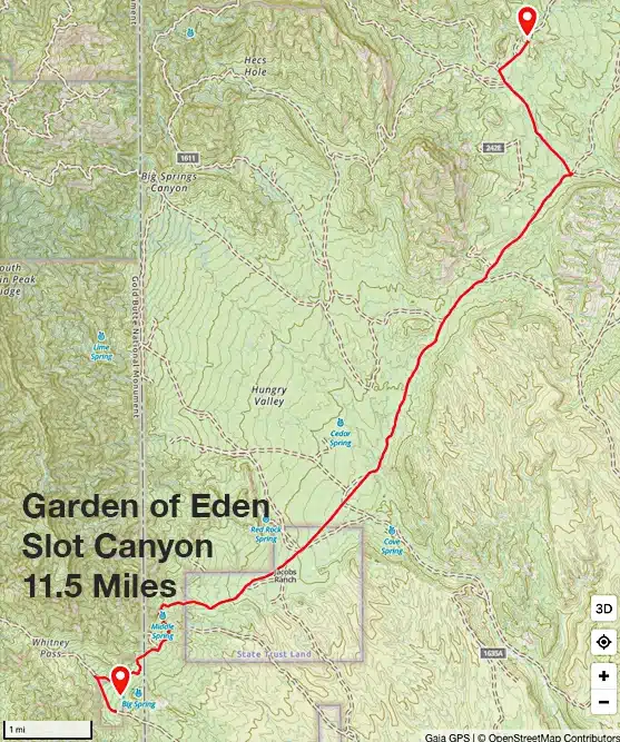 Garden of Eden Slot Canyon Route