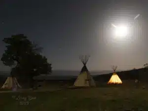 Another Moonrise with Tepees at Night