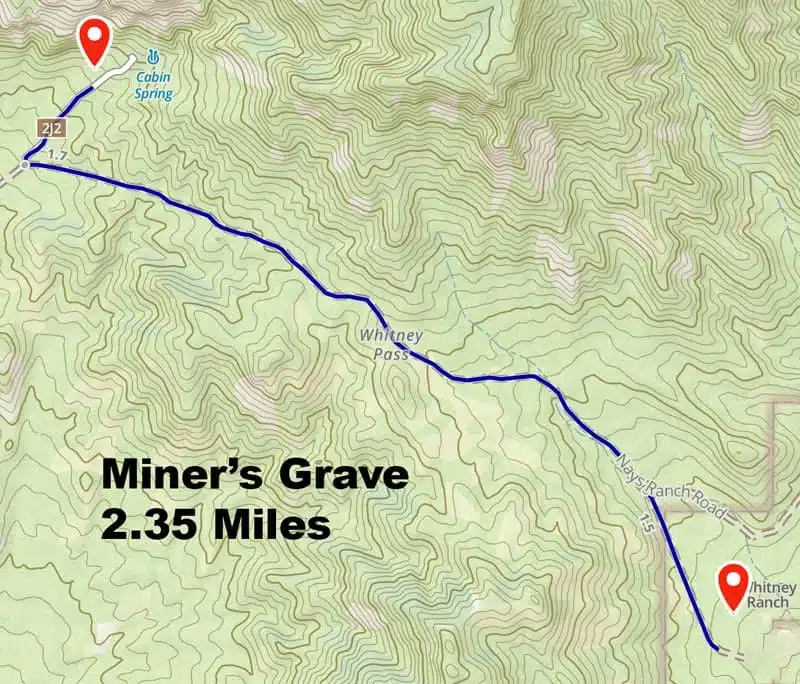 Route map from Aravada to Miner's Grave